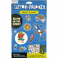 Tattoo-Palooza Glow in the Dark Temporary Tattoos - Bright & Funny - 3 Sheets