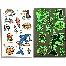 Tattoo-Palooza Glow in the Dark Temporary Tattoos - Bright & Funny - 3 Sheets