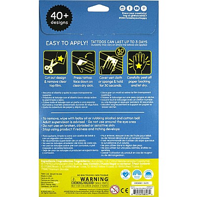 Tattoo-Palooza Glow in the Dark Temporary Tattoos - Bright & Funny - 3 Sheets