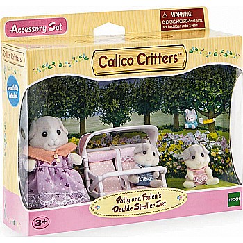 Calico Critter Patty and Paden's Double Stroller Set