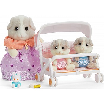 Calico Critter Patty and Paden's Double Stroller Set