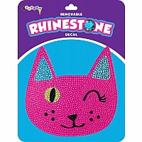 Winking Cat Large Rhinestone Decal