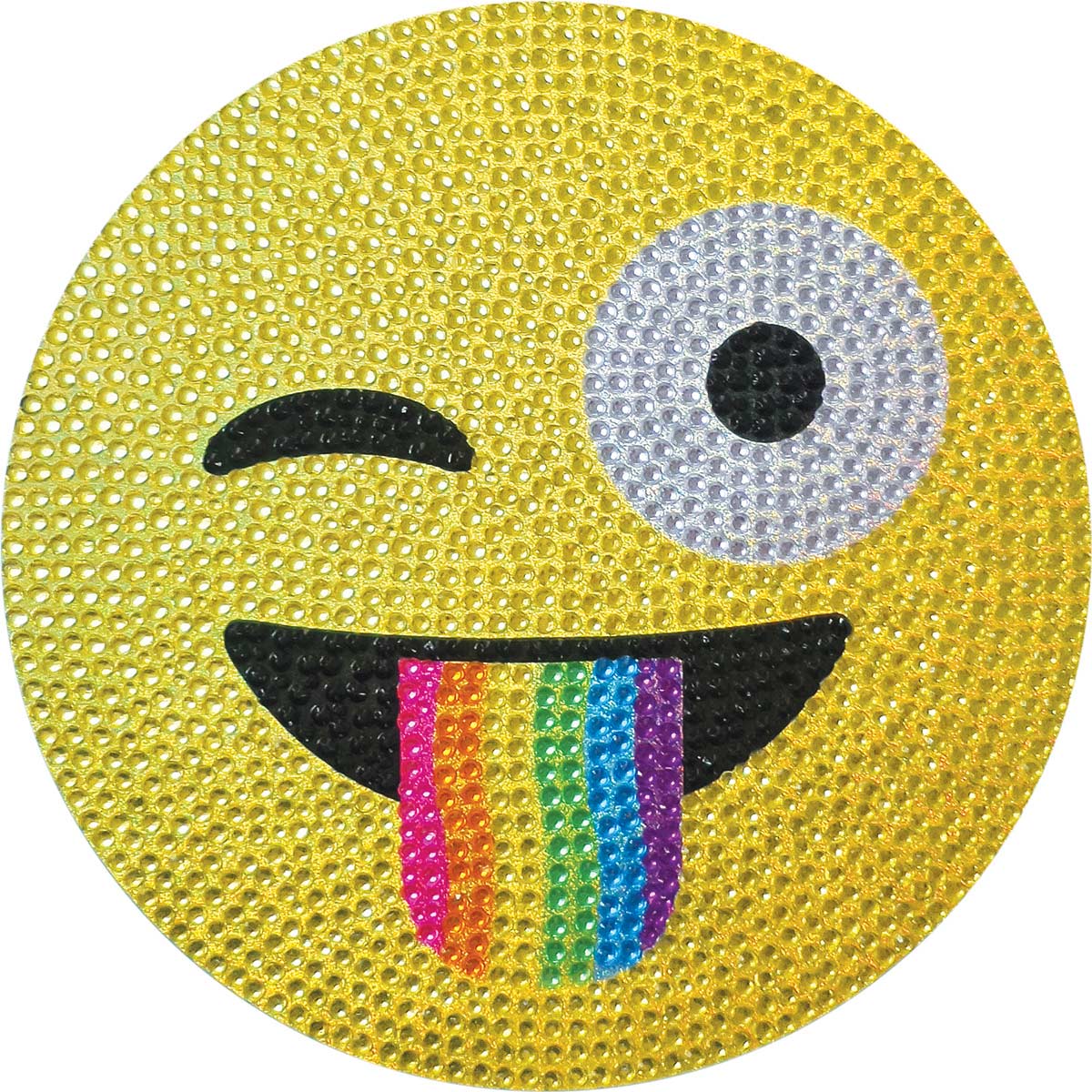Crazy Face Emoji Large Rhinestone Decal - Toys To Love