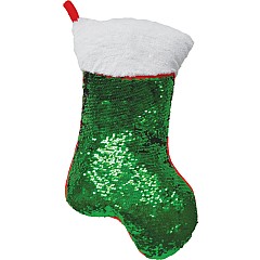 Red/Green Xmas Stocking Reversible Sequin Storage Pillow