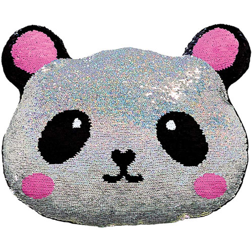 sequin panda pillow