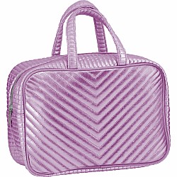 Pink Chevron Metallic Large Cosmetic Bag