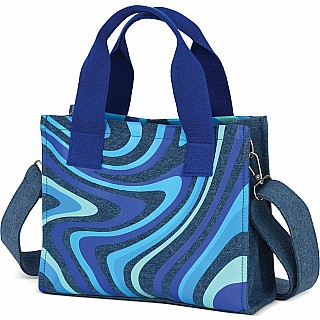 Blue Swirl Denim Crossbody Bag