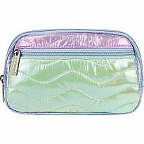 Iridescent Color Block Belt Bag