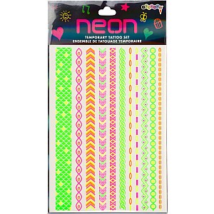 Neon Friendship Bracelet Tattoo Set