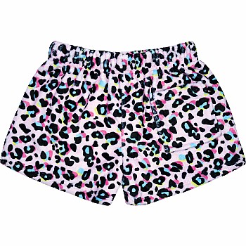 Pink Leopard Plush Shorts  Medium