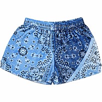 Bandana Denim Plush Shorts (Small)