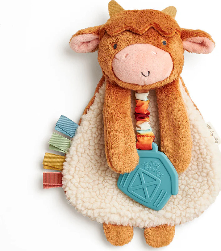 Itzy Lovey Plush and Teether Toy - Highland Cow