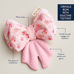 Sweetie Crinkle Silicone Sensory Teether, Bow