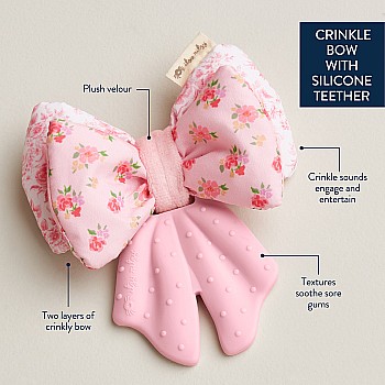Sweetie Crinkle Silicone Sensory Teether, Bow