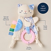 Bitzy Crinkle Sensory Crinkle Toy with Teether (Kinsley the Kitty)