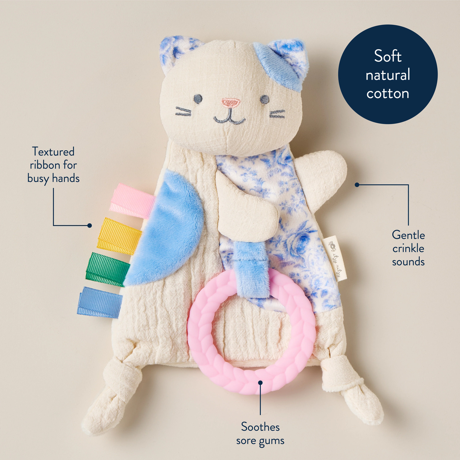 Bitzy Crinkle™ Sensory Crinkle Toy with Teether (Kinsley the Kitty)