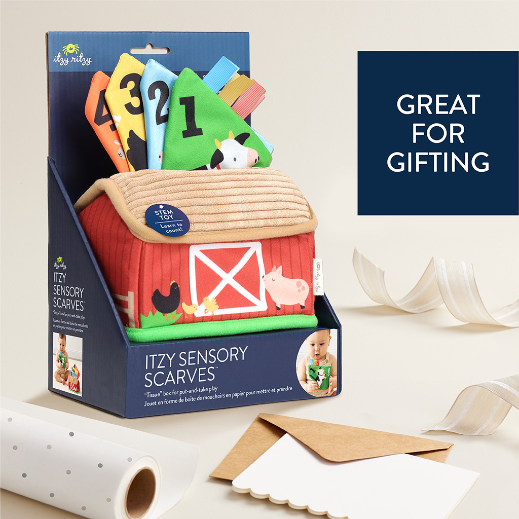 Itzy Sensory Scarves™ "Tissue” Box for Put-and-Take Play (Farm Friends)