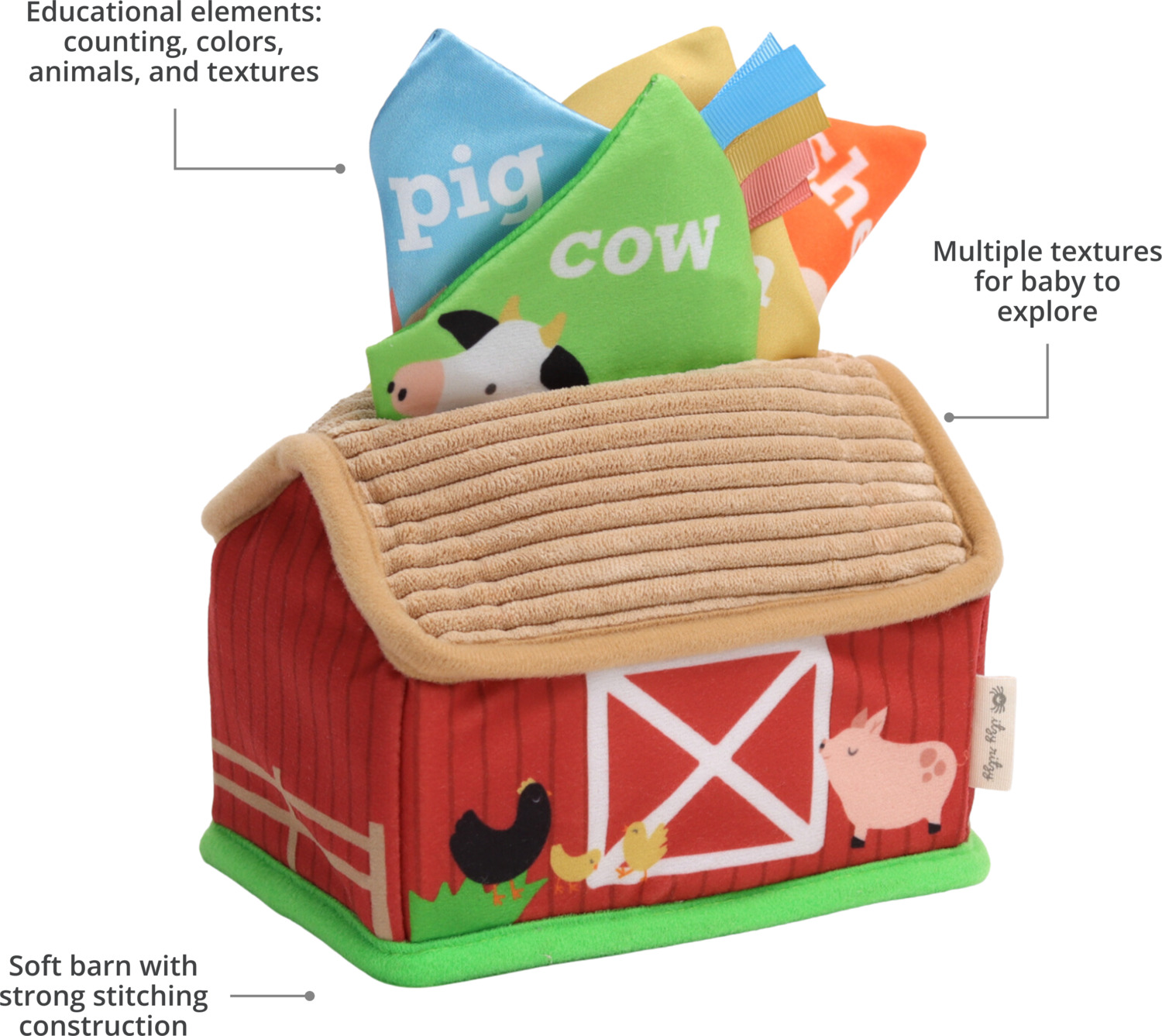 Itzy Sensory Scarves™ "Tissue” Box for Put-and-Take Play (Farm Friends)