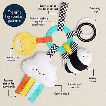 Bitzy Busy Ring  Teething Activity Toy, Brights