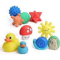 Itzy Splash Gift Set - 10 Piece Sensory Shapes, Squirters and Duckies (Friends)