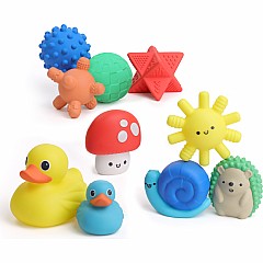Itzy Splash Gift Set™ - 10 Piece Sensory Shapes, Squirters and Duckies (Friends)