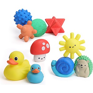 Itzy Splash Gift Set™ - 10 Piece Sensory Shapes, Squirters and Duckies (Friends)