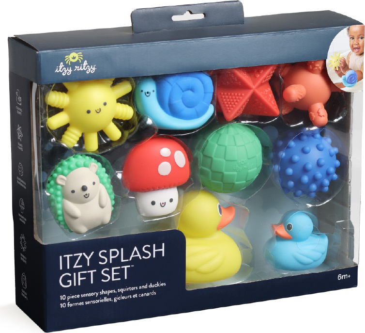 Itzy Splash Gift Set™ - 10 Piece Sensory Shapes, Squirters and Duckies (Friends)