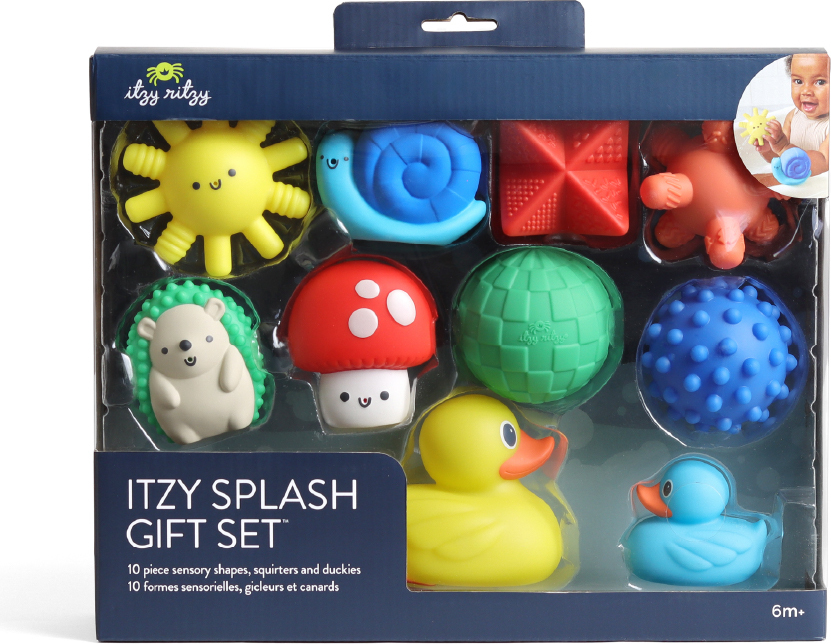 Itzy Splash Gift Set™ - 10 Piece Sensory Shapes, Squirters and Duckies (Friends)