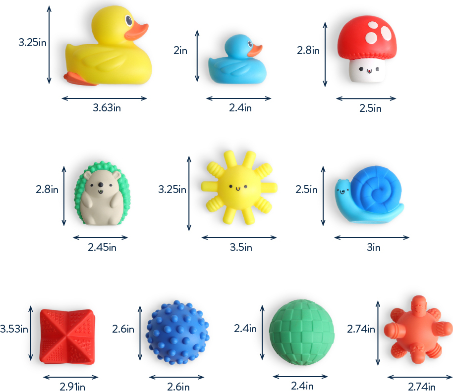 Itzy Splash Gift Set™ - 10 Piece Sensory Shapes, Squirters and Duckies (Friends)