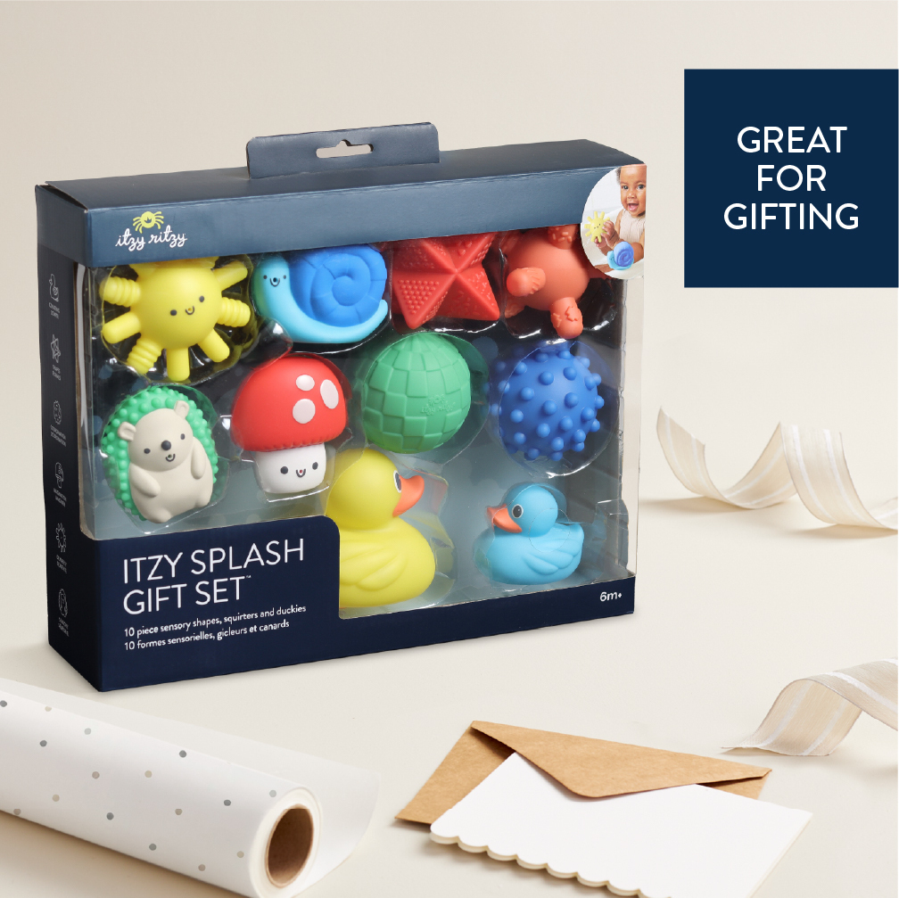 Itzy Splash Gift Set™ - 10 Piece Sensory Shapes, Squirters and Duckies (Friends)