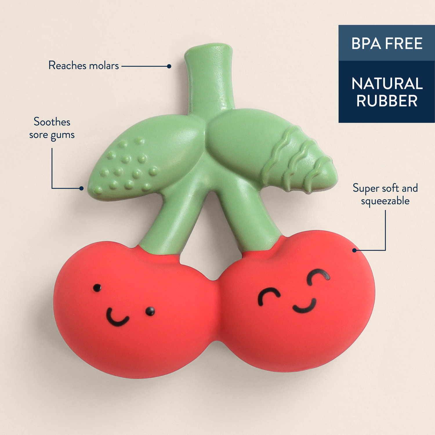 Comfort Crew™ - Natural Rubber Teether (Cherries)