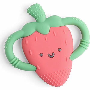 Chew Crew Silicone Handle Teether - Strawberr7