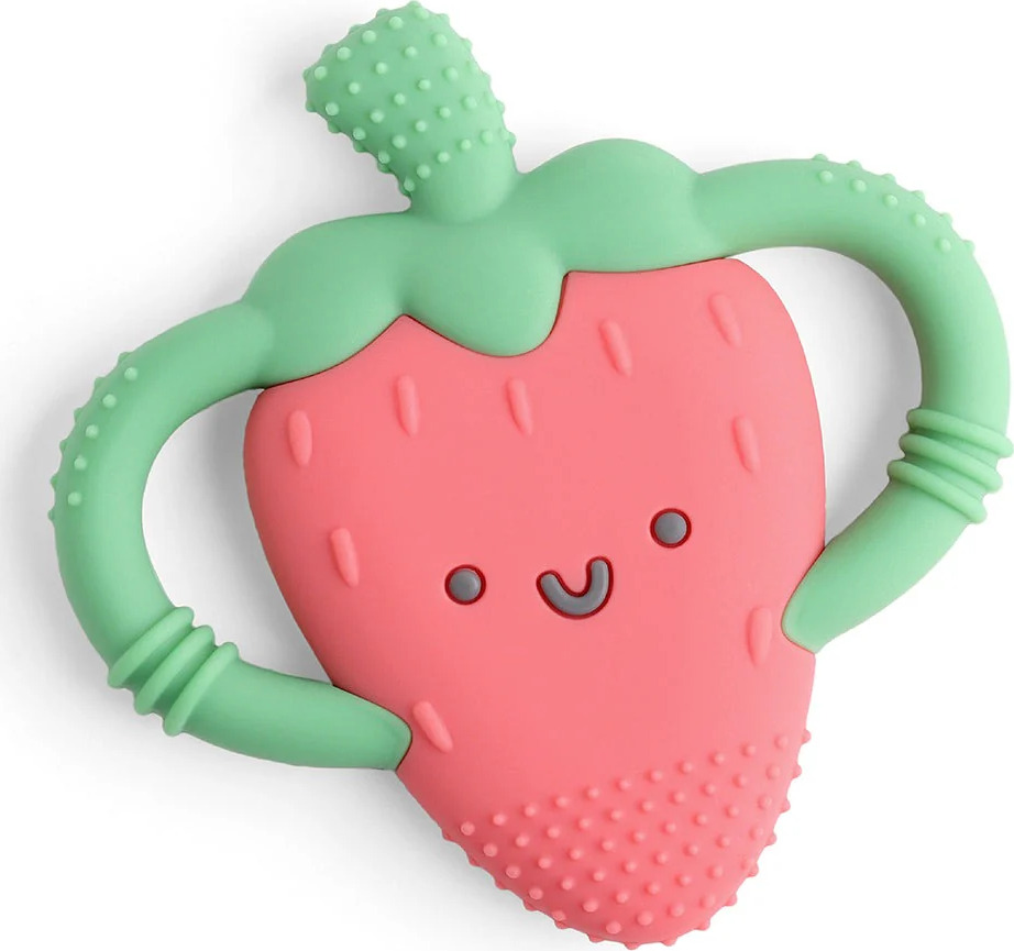 Chew Crew Silicone Handle Teether - Strawberr7