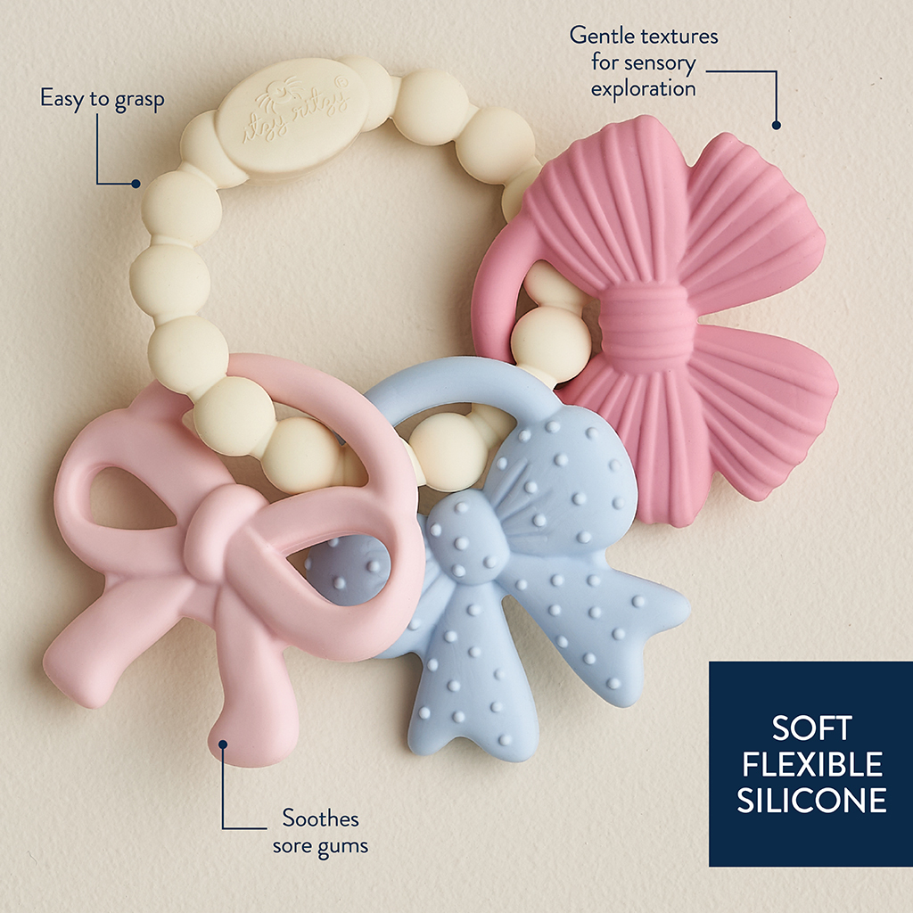 Itzy Trio™ - Multi-textured Silicone Teether (Bows)