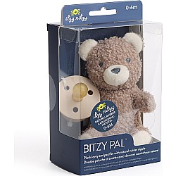 Bitzy Pal Pacifier and Soft Cotton Lovey, Bear