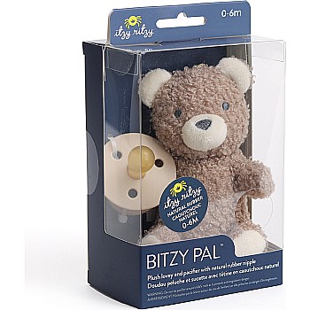 Bitzy Pal Pacifier and Soft Cotton Lovey, Bear