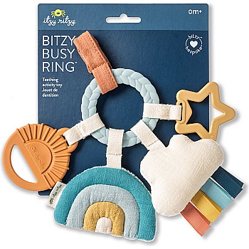 Bitzy Busy Ring Teething Activity Toy, Neutral Rainbow