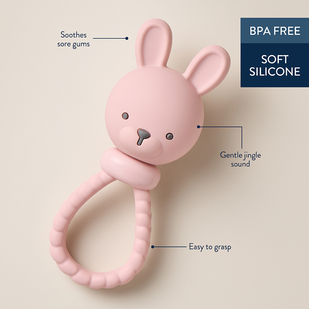 Sweetie Rattle™ - Silicone Rattle with Jingle Sound (Bunny)