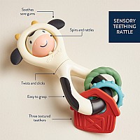 Itzy Spinner - Sensory Teething Rattle (Cow)