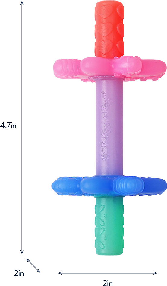 Teensy Tubes™ - Silicone Teething Chew Tube (Pink Rainbow)