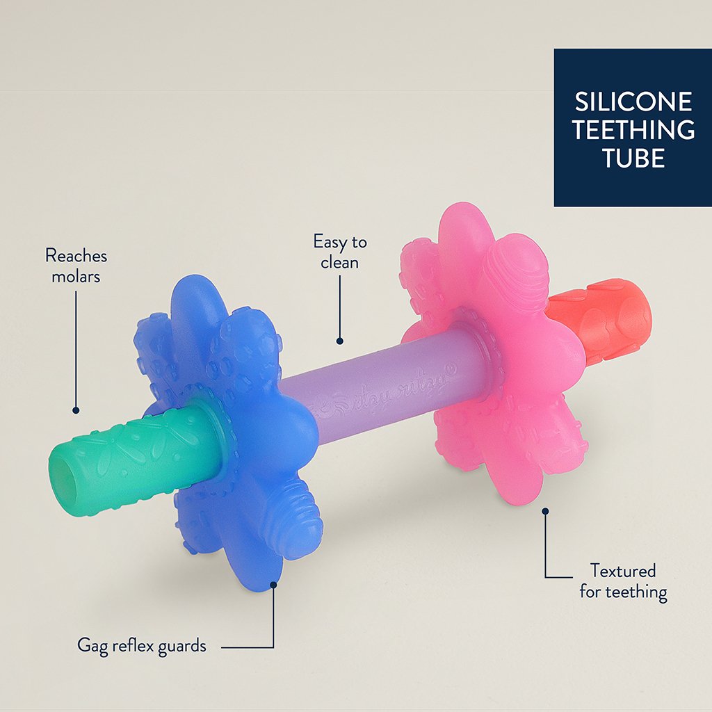 Teensy Tubes™ - Silicone Teething Chew Tube (Pink Rainbow)