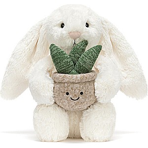 Cream Bunny with Plant