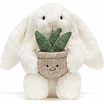 Cream Bunny with Plant