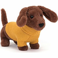 JellyCat Sweater Sausage Dog Yellow