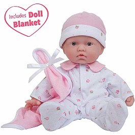 JC Toys La Baby 11-inch Washable Soft Body Caucasian Baby Doll with Pink outfit and Accessories