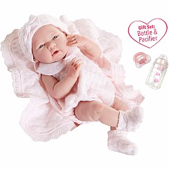La Newborn All Vinyl Anatomically Correct Real Girl 15" Baby Doll in Pink Knit Outfit and Accessories