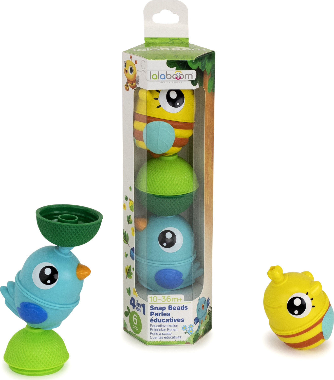 Tube Of Educational Beads 2 Animal Beads Blue 6 Pcs - Kiddlestix Toys