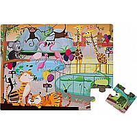 Tactile Puzzle "A Day At The Zoo" - 20 Pcs