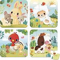 Farm 4 Progressive Animal Suitcase Puzzles