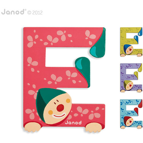 JANOD LETTERS COLOURFUL WOODEN CLOWN LETTERS FOR NAME OR INITIALS 